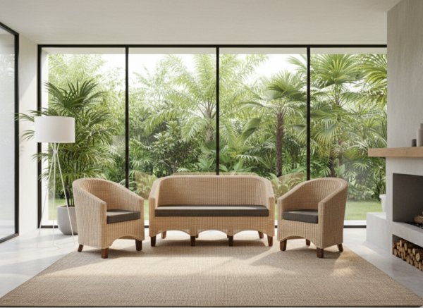 Wingback Cane Sofa